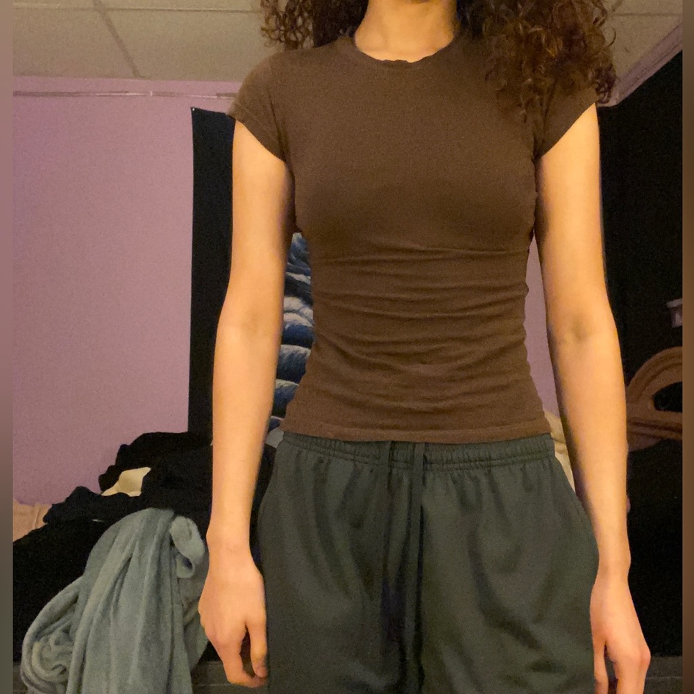 Brown skintight shirt